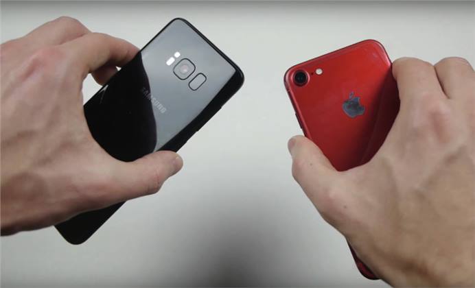 اختبار السقوط لـ Galaxy S8 و iphone 7