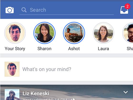 فيسبوك تختبر ميزة Stories على تطبيقها الرسمي على الأجهزة المحمولة