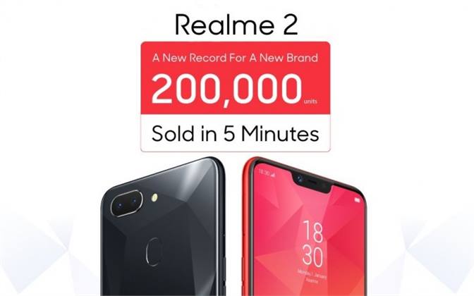 أوبو قامت ببيع 200 ألف هاتف RealMe 2 فى 5 دقائق فقط